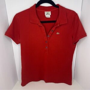 Women’s Red 5 button Lacoste Polo